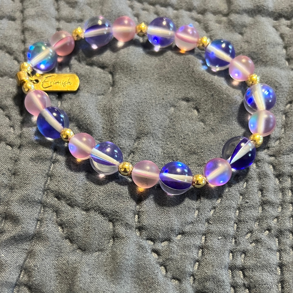 Erimish Pink And Purple Beaded Bracelet With Gold Details